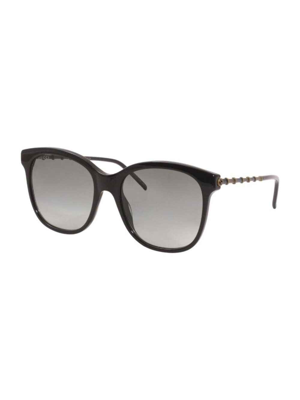 Gucci Gucci-Logo GG0654S 001 Sunglasses Women's Black-Gold/Grey Lenses Cat Eye